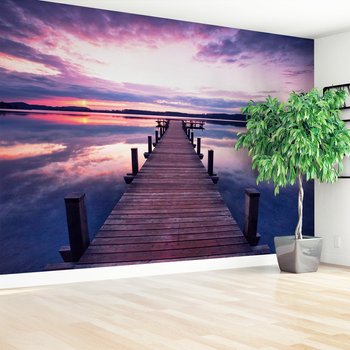 Fototapeta - jezioro, molo, zachód słońca