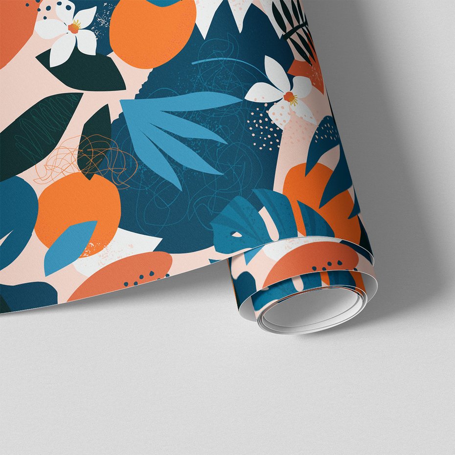 Tapeta - liście, kwiaty, owoce