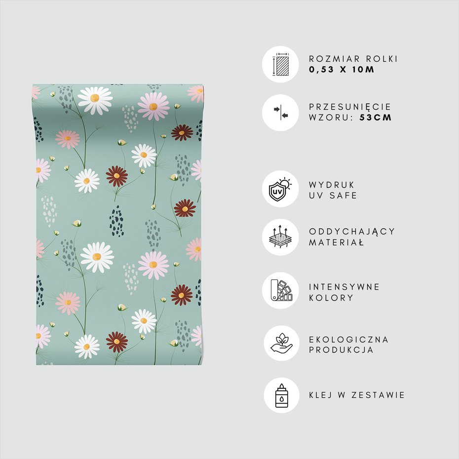 Tapeta - kwiaty, kropki, elegancja