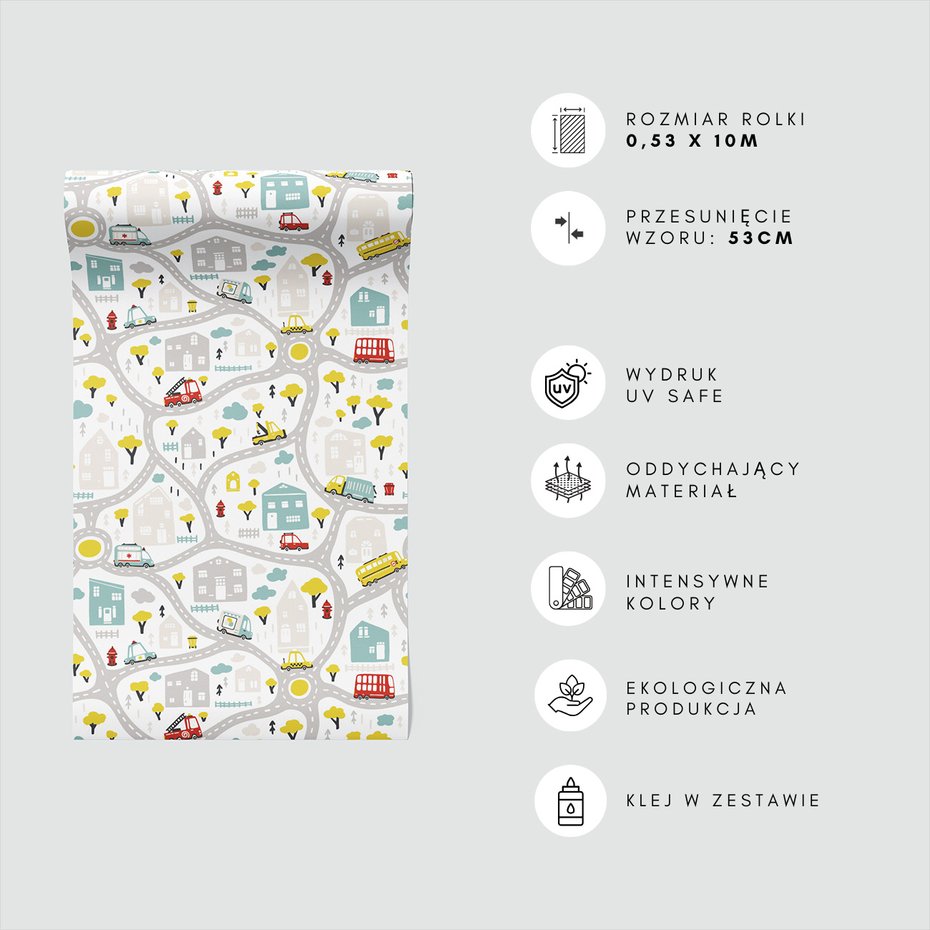 Tapeta - dziecięca, miasto, ulice,