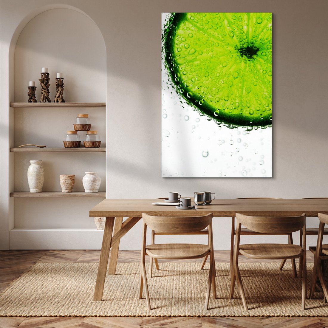 Obraz na płótnie - limonka, woda, bąbelki