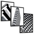 Zestaw obrazy w ramie, plakaty - architektura, budynki, miasto - rama czarna