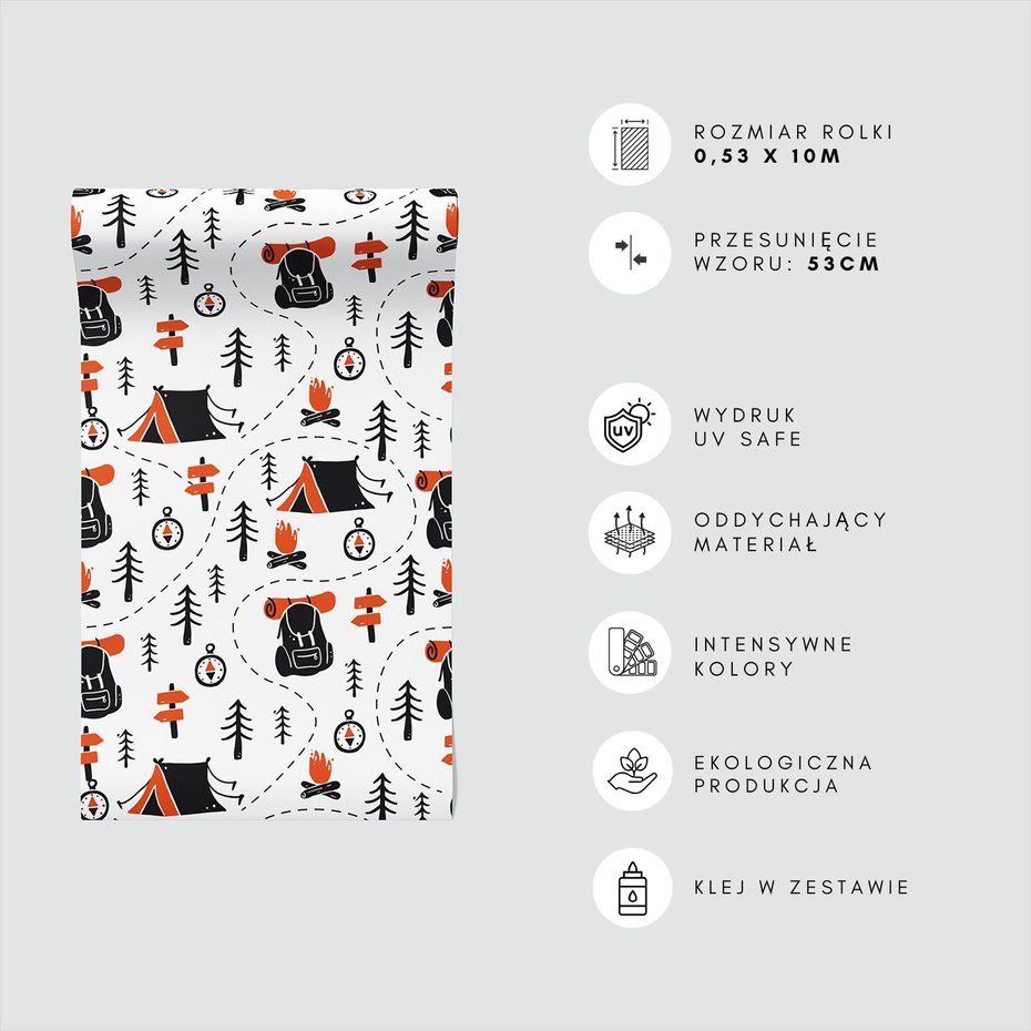 Tapeta - dziecięca, las, plecak, kompas