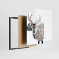 Zestaw obrazy w ramie, plakaty - zwierzęta, zima, śnieg - rama czarna