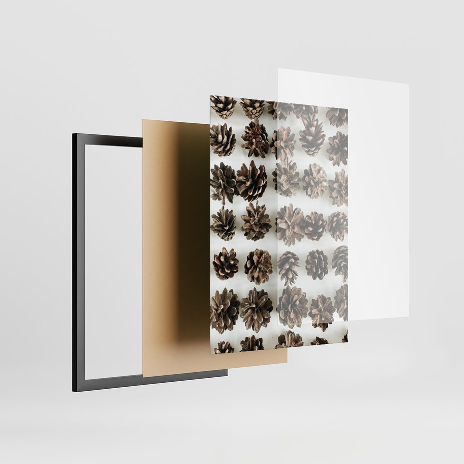 Zestaw obrazy w ramie, plakaty - szyszki, jabłka, zima - rama czarna