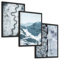 Zestaw obrazy w ramie, plakaty - zima, śnieg, góry - rama czarna