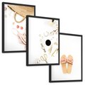 Zestaw obrazy w ramie, plakaty - akcesoria, różowy, złoty - rama czarna