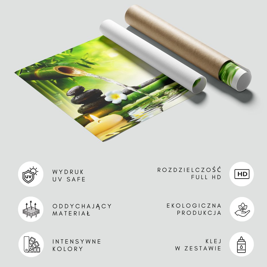 Fototapeta - bambus, woda, kamienie