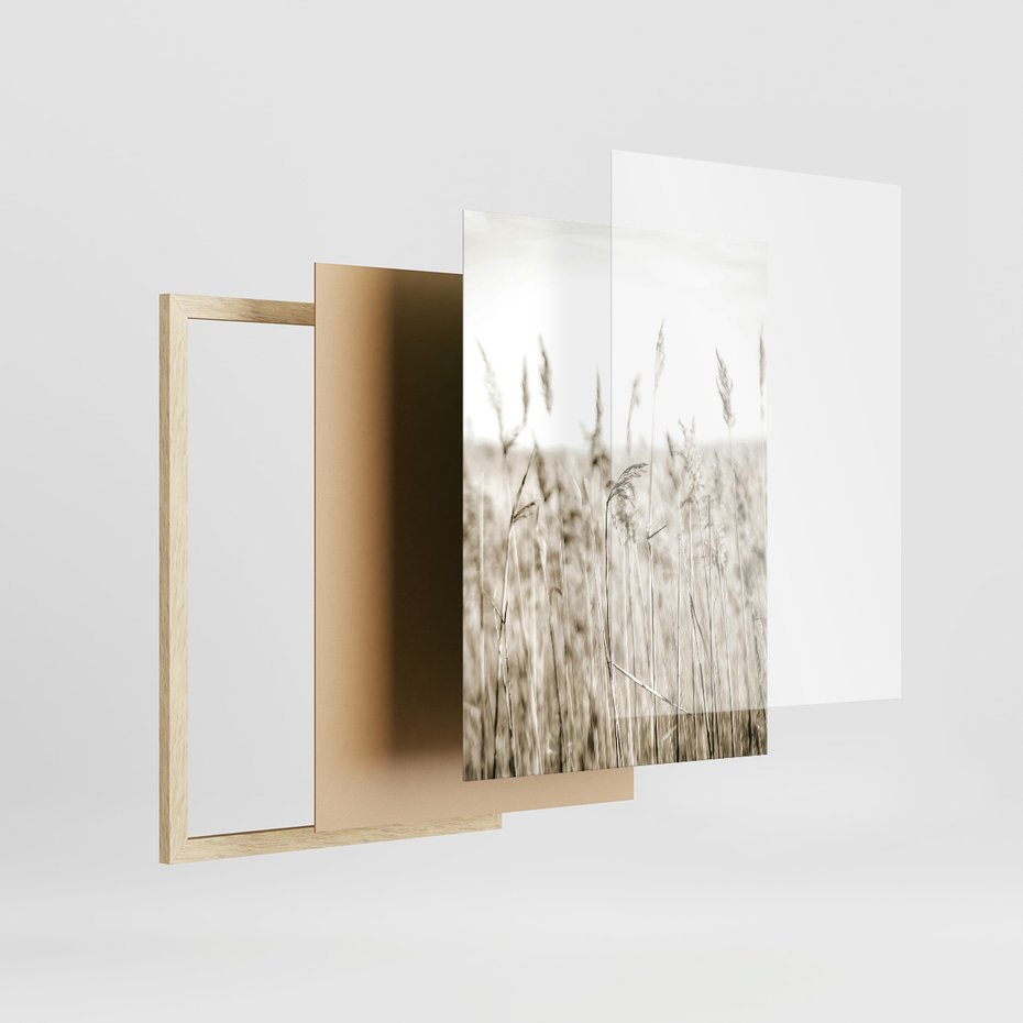 Zestaw obrazy w ramie, plakaty - natura, dom, rośliny - rama drewno