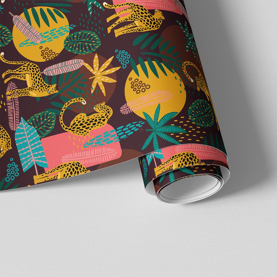 Tapeta - liście, pantera, koła