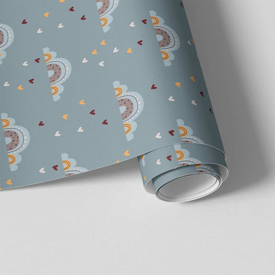 Tapeta - dziecięca, chmury, serca, tło