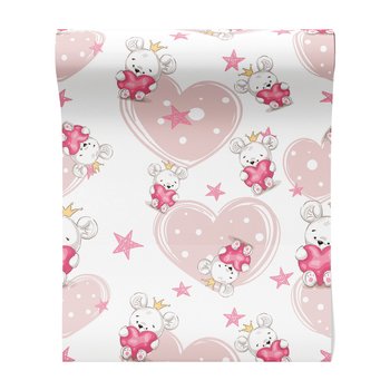 Tapeta - dziecięca, serce, korona, myszka