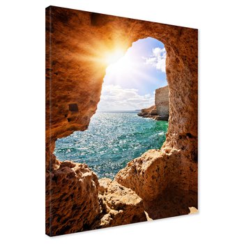 Obraz na płótnie - skały, morze, słońce