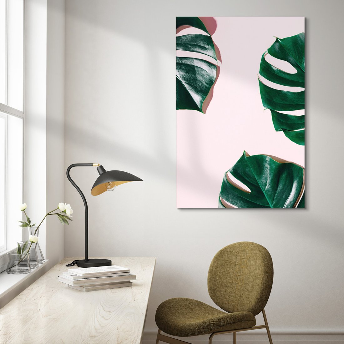 Obraz na płótnie - liście, monstera, roślina