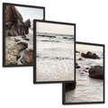 Zestaw obrazy w ramie, plakaty - plaża, morze, skały - rama czarna