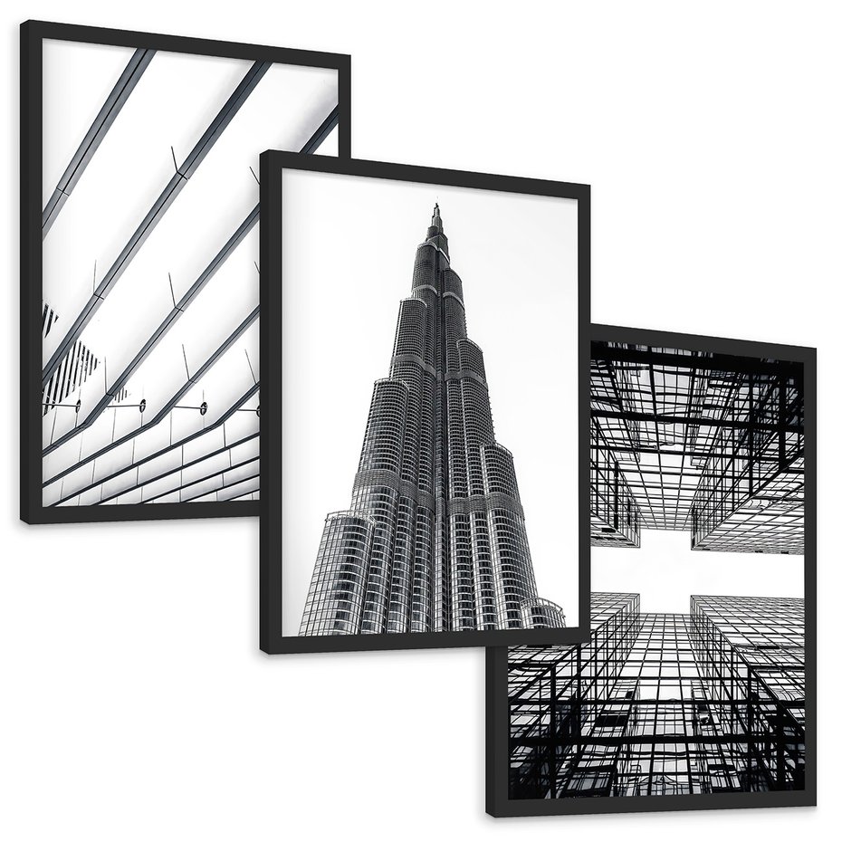 Zestaw obrazy w ramie, plakaty - architektura,budynek,struktura - rama czarna