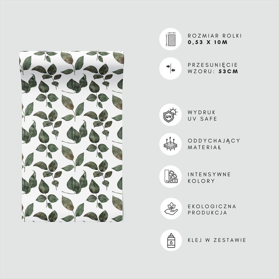 Tapeta - liście, gałązki, akwarela