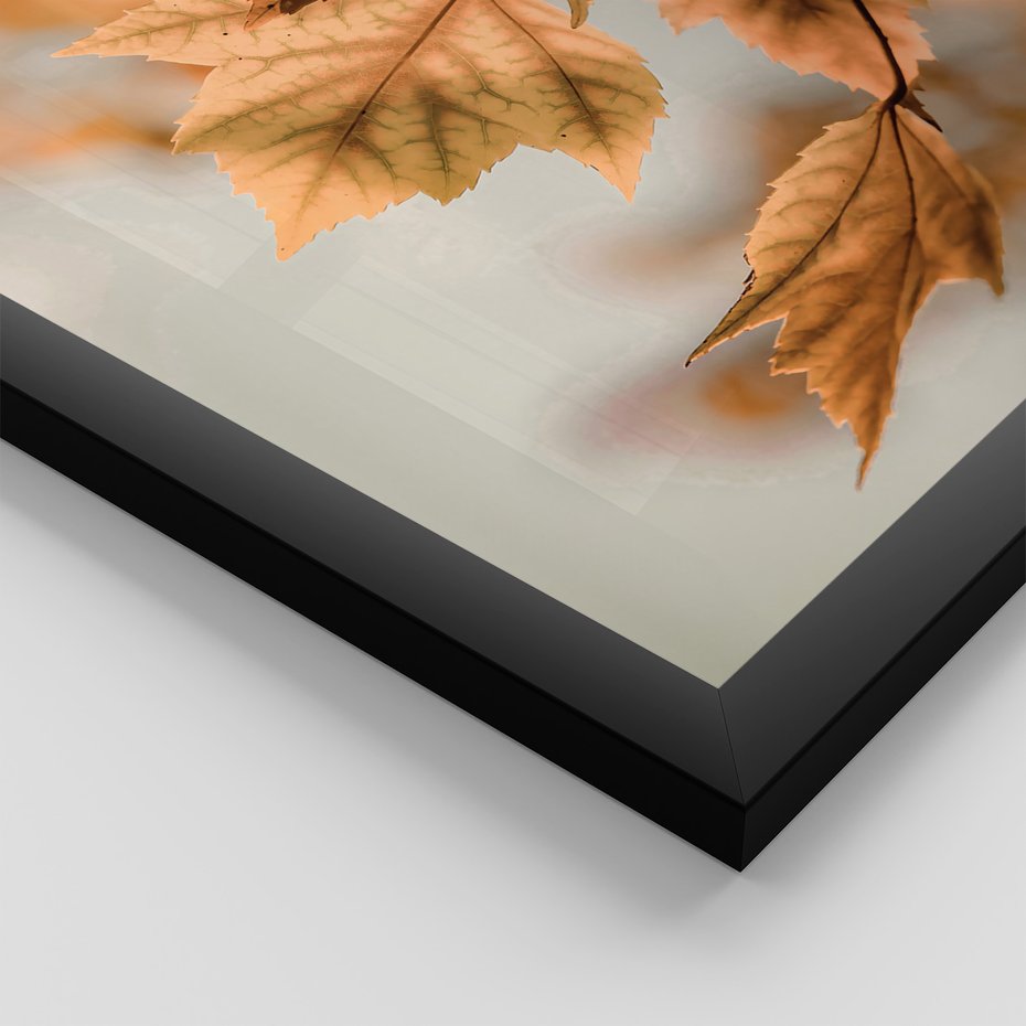 Zestaw obrazy w ramie, plakaty - liście, jesień, budynek - rama czarna