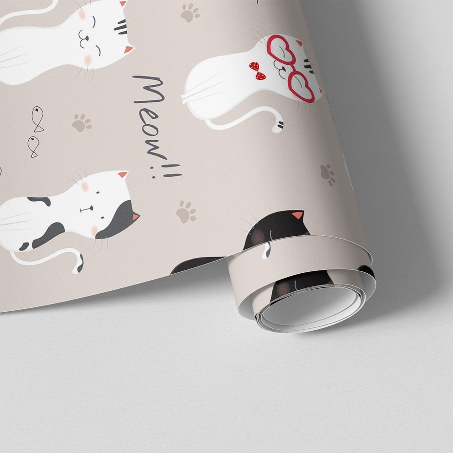 Tapeta - dziecięca, koty, tło, ryby