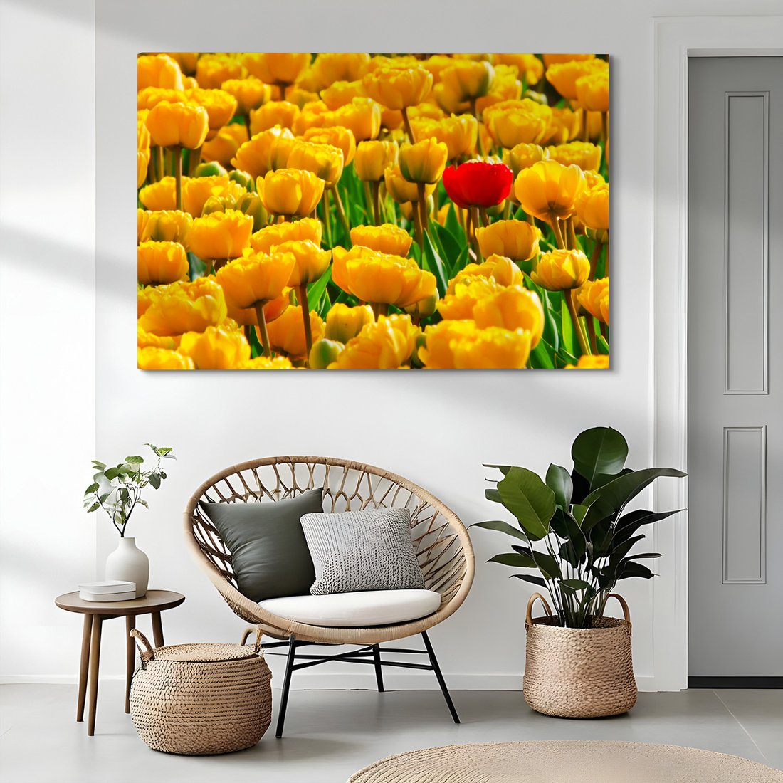 Obraz na płótnie - tulipany, kwiaty, żółty