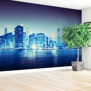 Fototapeta - miasto, noc, woda