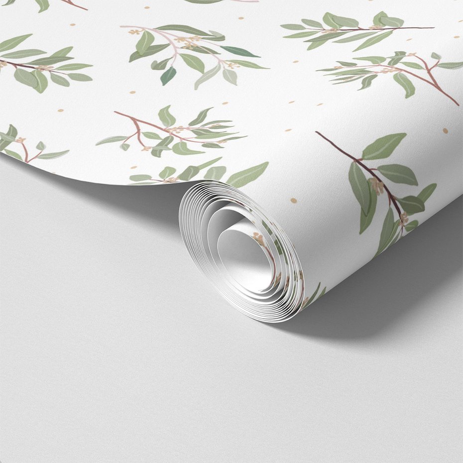 Tapeta - liście, gałązki, kropki