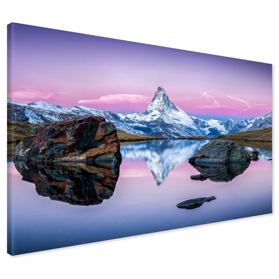 Obraz na płótnie - góry, jezioro, odbicie