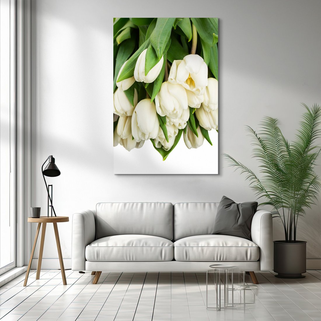 Obraz na płótnie - tulipany, kwiaty, białe