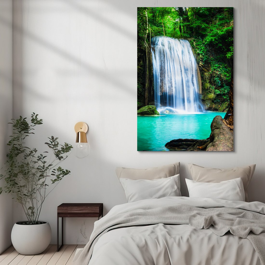 Obraz na płótnie - wodospad, natura, las