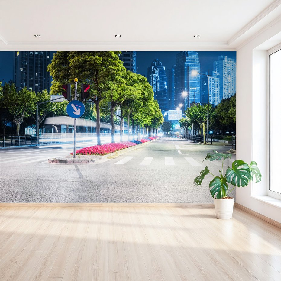 Fototapeta - miasto, ulica, noc