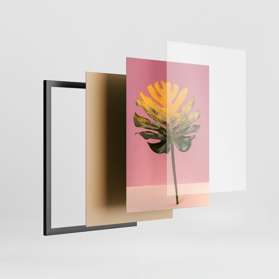 Zestaw obrazy w ramie, plakaty - liść, monstera, roślina - rama czarna