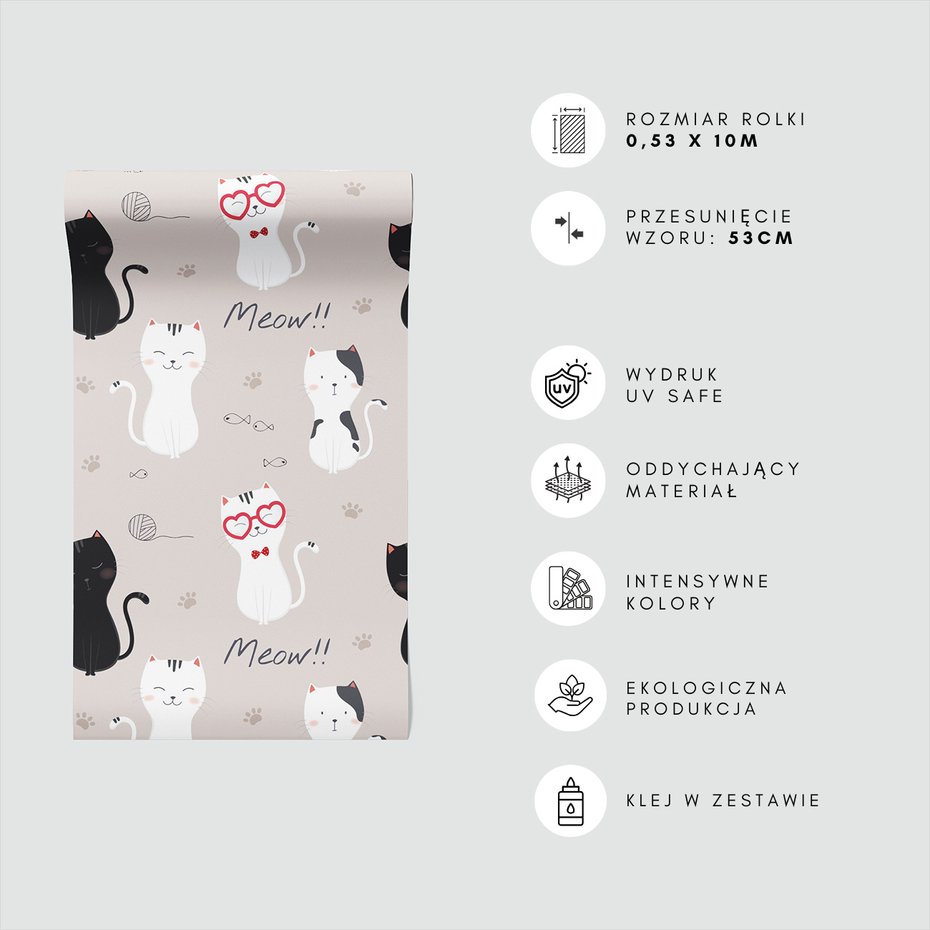 Tapeta - dziecięca, koty, tło, ryby