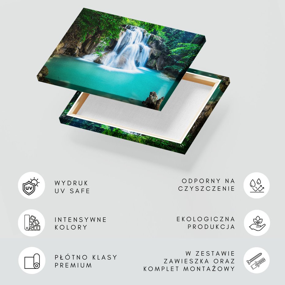 Obraz na płótnie - wodospad, natura, las
