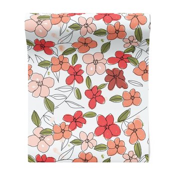 Tapeta - kwiaty, liście, kontur