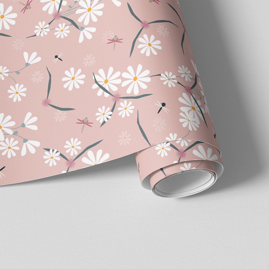 Tapeta - kwiaty, ważki, tło