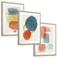 Zestaw obrazy w ramie, plakaty - abstrakcja,geometryczne,pastelowe - rama drewno