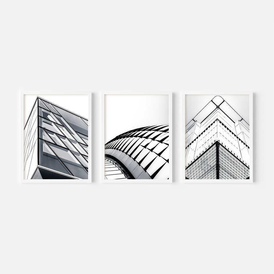 Zestaw obrazy w ramie, plakaty - architektura, budynek, fasada - rama biała