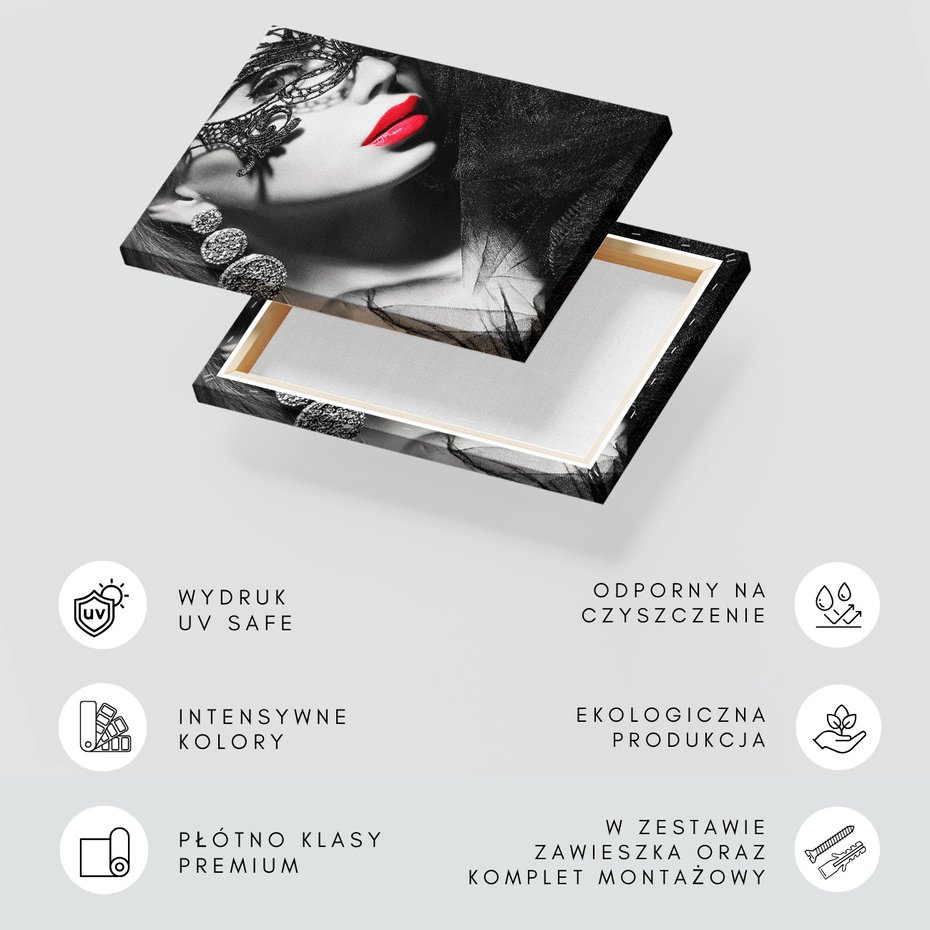 Obraz na płótnie - maska, portret, czerwień