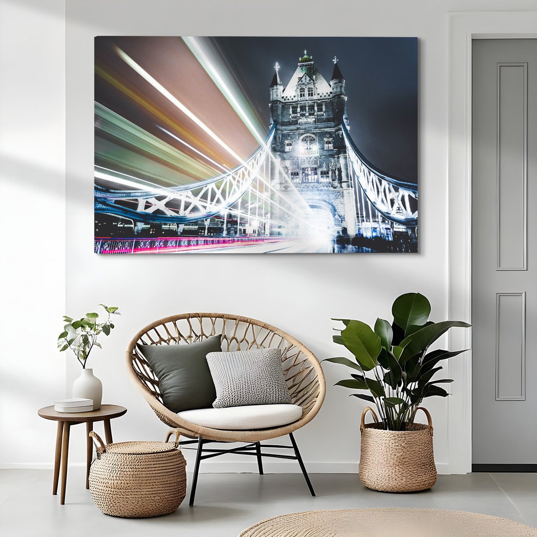 Obraz na płótnie - most, miasto, noc