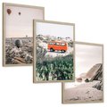 Zestaw obrazy w ramie, plakaty - balony, morze, plaża - rama drewno