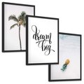 Zestaw obrazy w ramie, plakaty - palma, ananas, tropikalny - rama czarna
