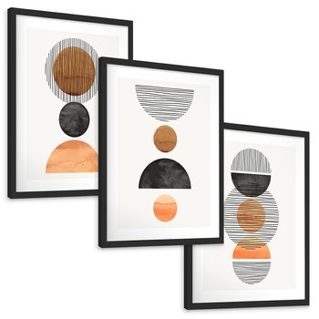Zestaw obrazy w ramie, plakaty - abstrakcja, geometria, minimalizm - rama czarna