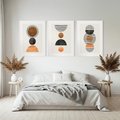 Zestaw obrazy w ramie, plakaty - abstrakcja, geometria, minimalizm - rama biała