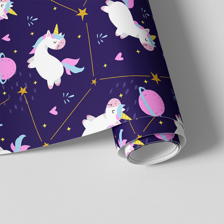 Tapeta - dziecięca, jednorożce, gwiazdy, planety