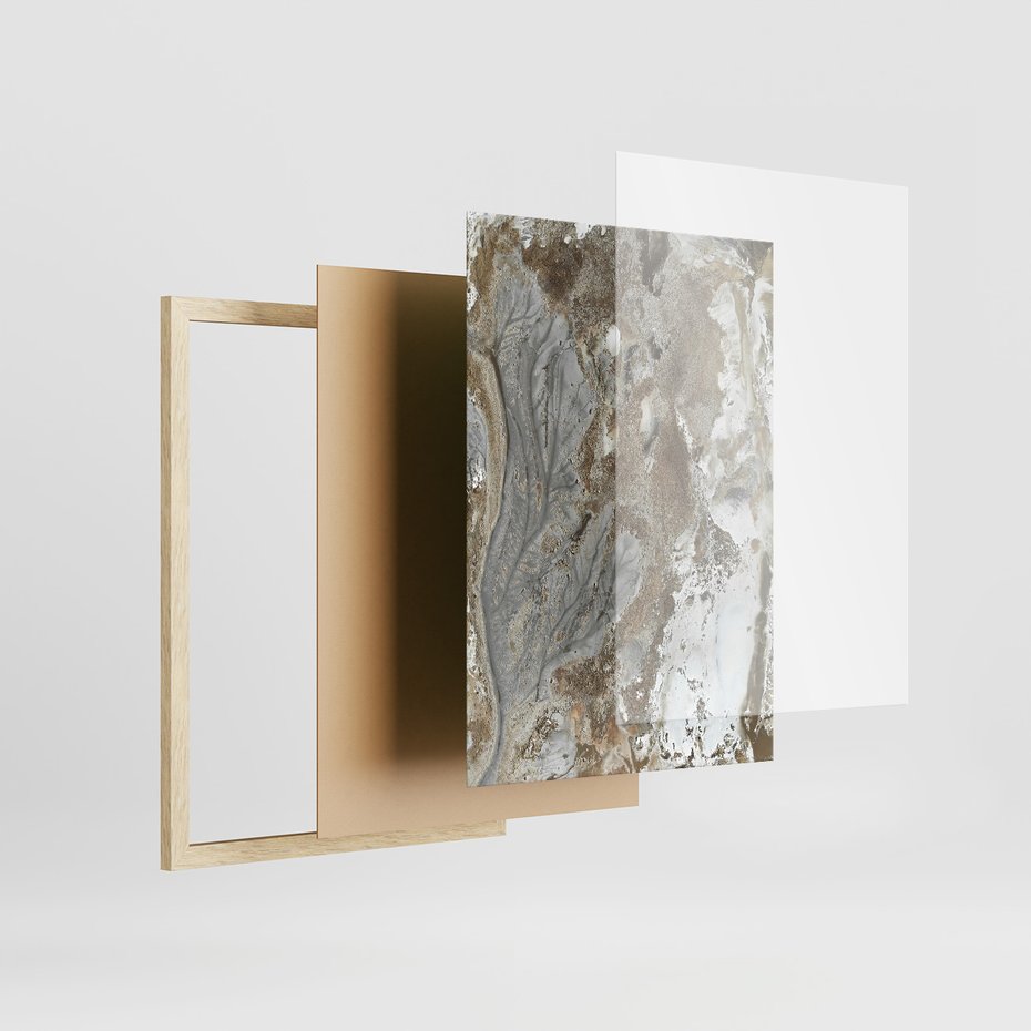 Zestaw obrazy w ramie, plakaty - abstrakcja, roślina, natura - rama drewno