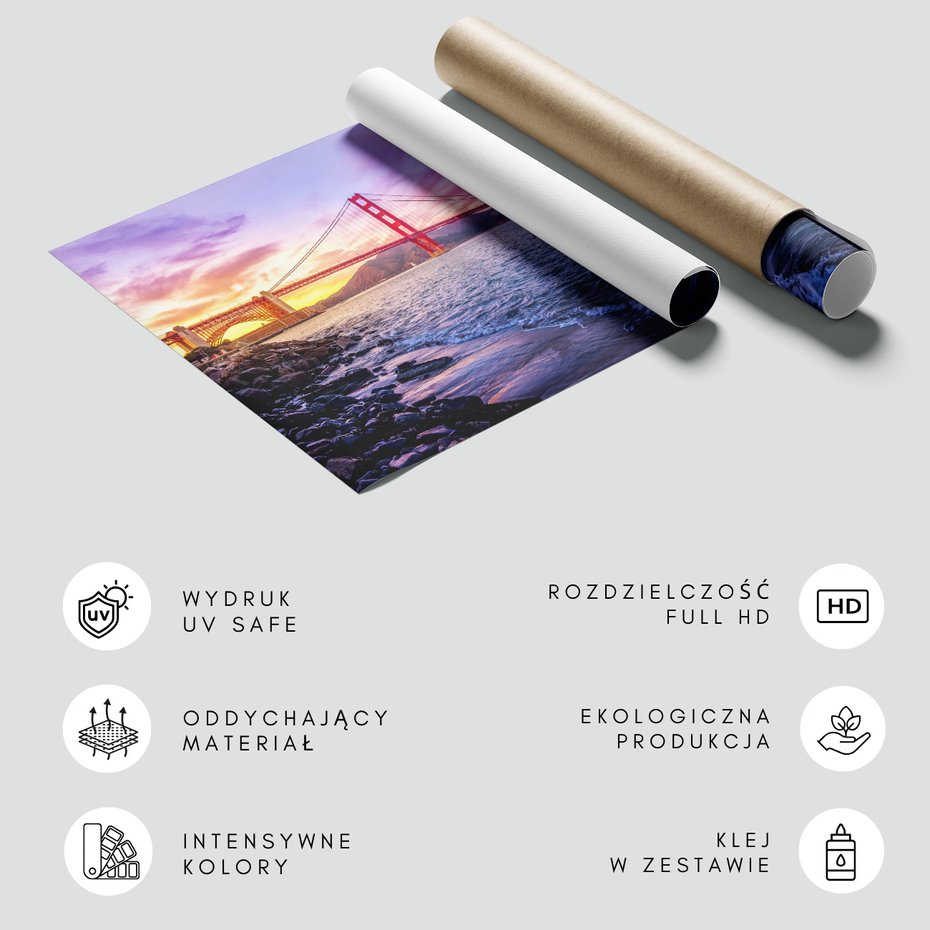 Fototapeta - most, woda, zachód słońca