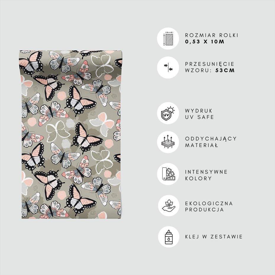 Tapeta - motyle, róże, tło