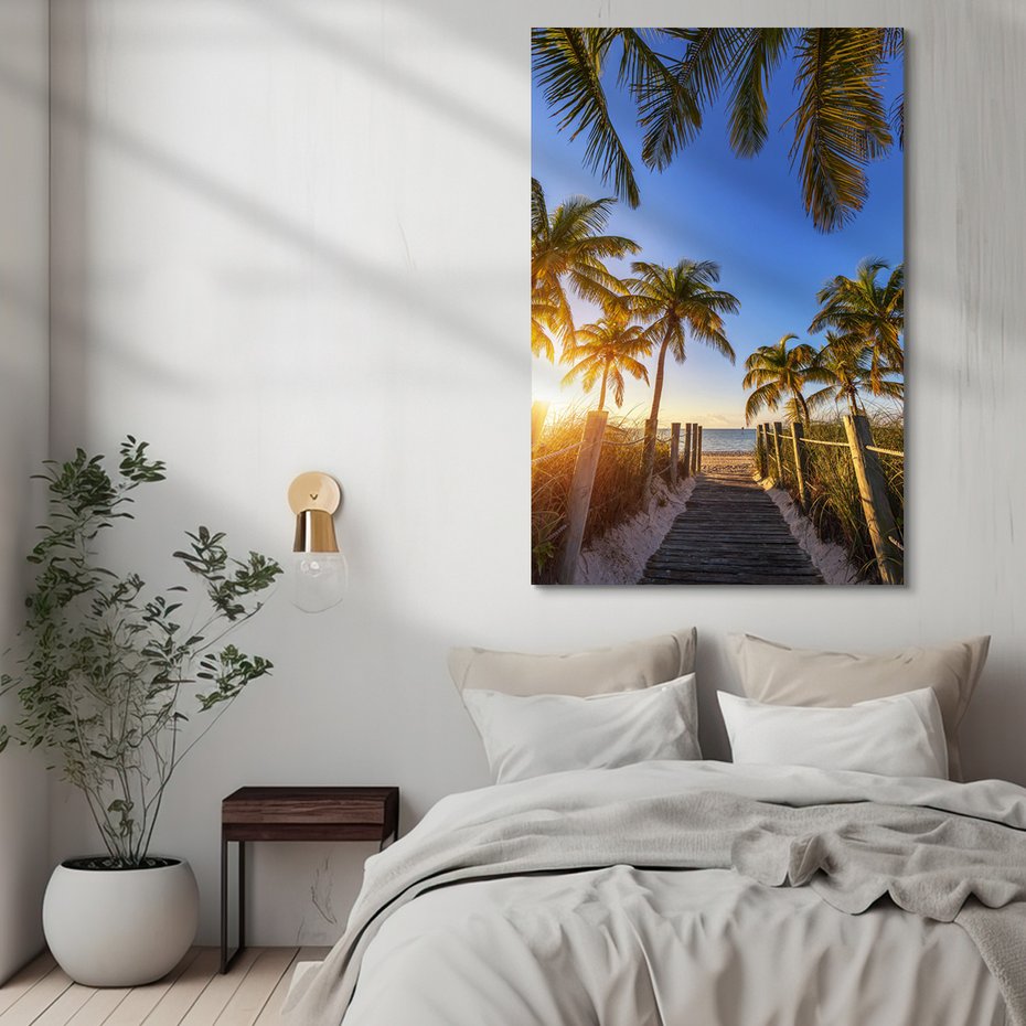 Obraz na płótnie - palmy, plaża, morze