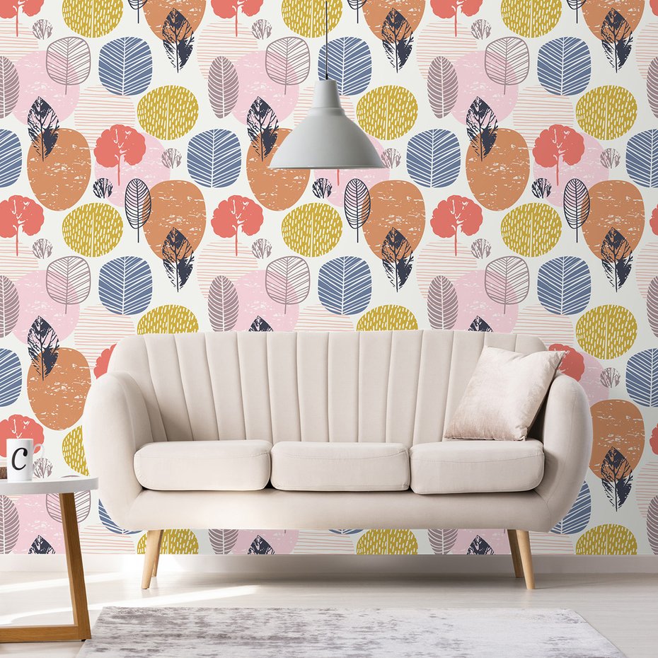 Tapeta - liście, drzewa, kropki