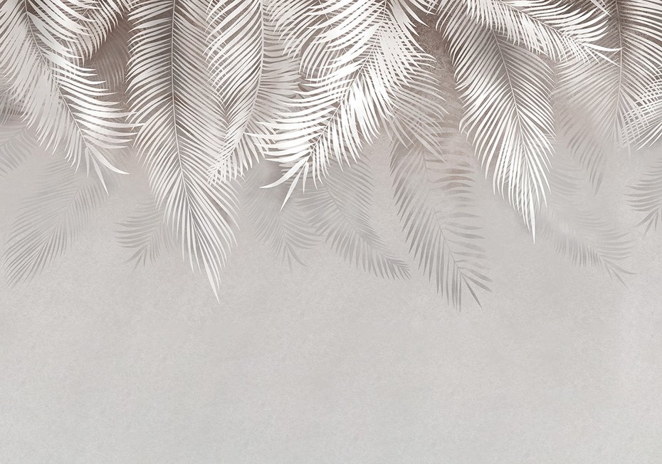 Fototapeta - beton, palmy, liście